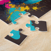 Kleurrijke schedel met hoofdtelefoonontwerp legpuzzel (Zijkant)