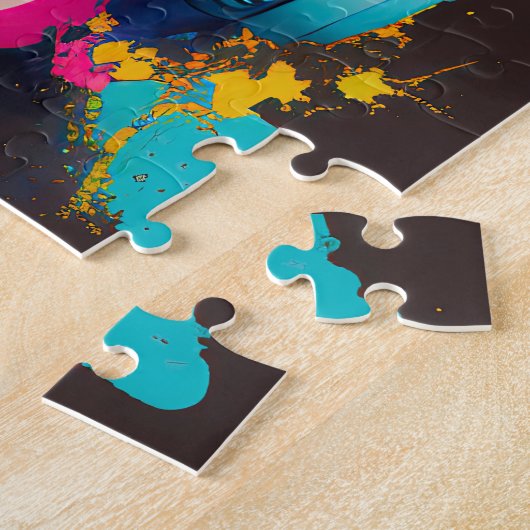 Kleurrijke schedel met hoofdtelefoonontwerp legpuzzel (Zijkant)