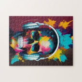 Kleurrijke schedel met hoofdtelefoonontwerp legpuzzel (Horizontaal)