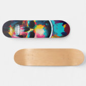 Kleurrijke schedel met hoofdtelefoonontwerp persoonlijk skateboard (Horizontaal)