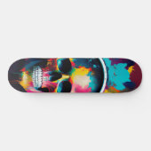 Kleurrijke schedel met hoofdtelefoonontwerp persoonlijk skateboard (Horizontaal)