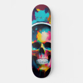 Kleurrijke schedel met hoofdtelefoonontwerp persoonlijk skateboard (Voorkant)