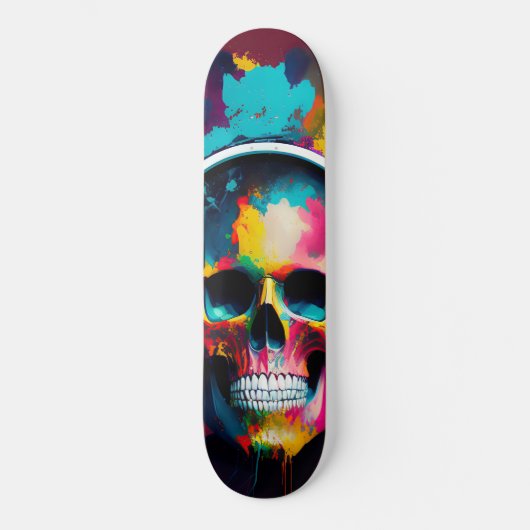 Kleurrijke schedel met hoofdtelefoonontwerp persoonlijk skateboard (Voorkant)