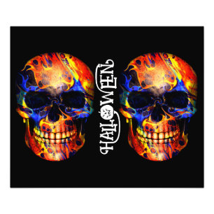 KLEURRIJKE SCHEDEL SKELET HAPPY HALLOWEEN FOTO AFDRUK