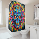 Kleurrijke schedelkunst douchegordijn (In situ)