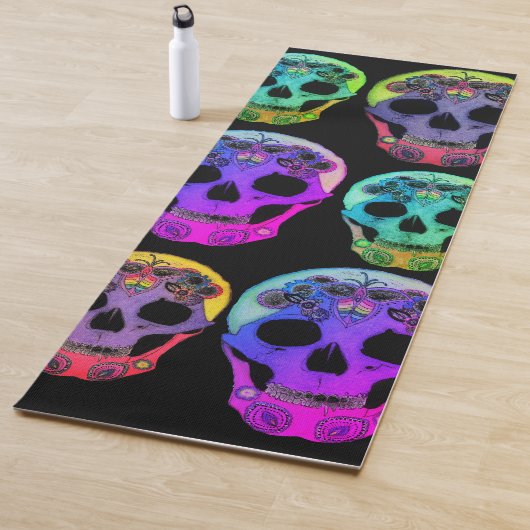 Kleurrijke Schedels Explosie Yoga Mat (In situ)
