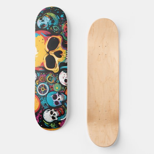 Kleurrijke schedels Schaats Deck Persoonlijk Skateboard (Voorkant)