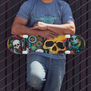 Kleurrijke schedels Schaats Deck Persoonlijk Skateboard