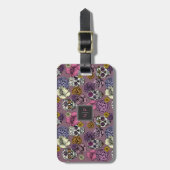 Kleurrijke Schedels Trendy Monogram Mauve Bagage L Bagagelabel (Voorkant verticaal)