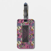 Kleurrijke schedels Trendy Monogram Roze Bagagelab Bagagelabel (Achterkant verticaal)