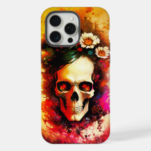 Kleurrijke schedels versierd met bloemen iPhone 15 pro max case