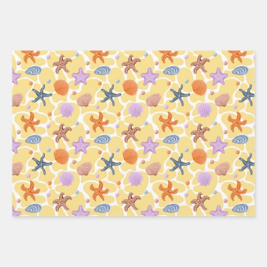 Kleurrijke schelpen en algen inpakpapier vel (Voorkant 2)