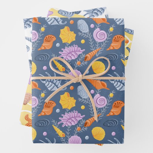 Kleurrijke schelpen en algen inpakpapier vel (In situ)