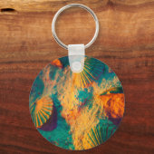 Kleurrijke schelpen en zand op de beuk sleutelhanger (Voorkant)