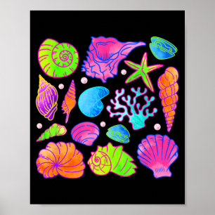 Kleurrijke schelpen en zeester ontwerp leuk poster