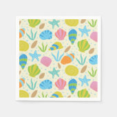 Kleurrijke schelpen en zeesterren kustpatroon servet (Voorkant)