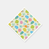 Kleurrijke schelpen en zeesterren kustpatroon servet (Hoek)