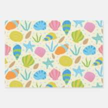 Kleurrijke schelpen en zeesterren patroon kust