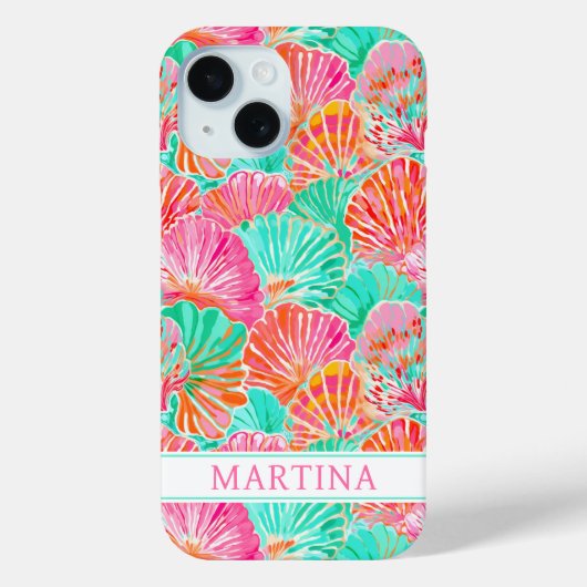 Kleurrijke Schelpen met Initialen Case-Mate iPhone Case (Achterkant)