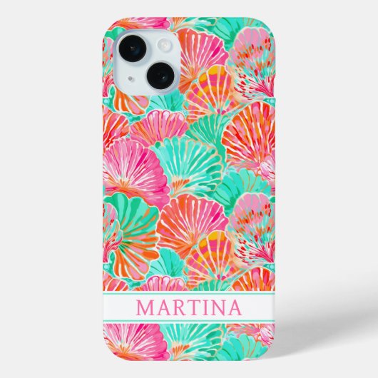 Kleurrijke Schelpen met Monogram Case-Mate iPhone Case (Achterkant)