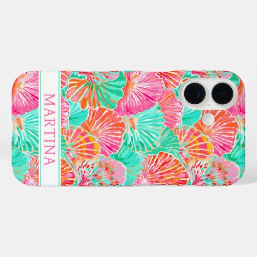 Kleurrijke Schelpen met Monogram Case-Mate iPhone Case (Achterkant (horizontaal))