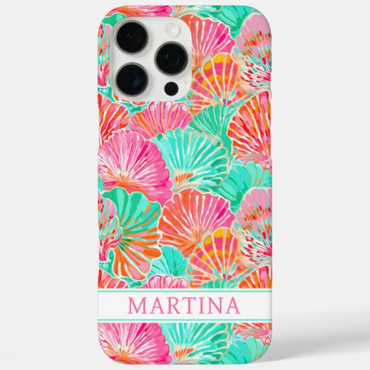 Kleurrijke Schelpen met Monogram Case-Mate iPhone Case (Achterkant)
