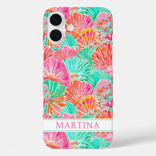Kleurrijke Schelpen met Monogram Case-Mate iPhone Case (Achterkant)