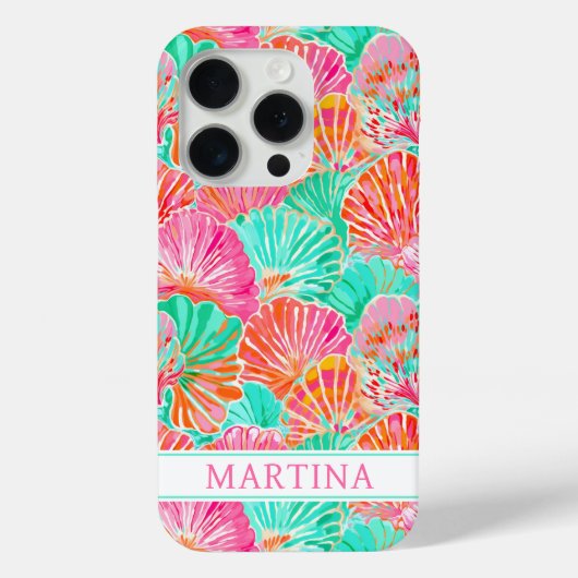 Kleurrijke Schelpen met Monogram Case-Mate iPhone Case (Achterkant)