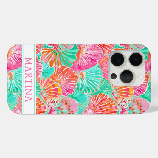 Kleurrijke Schelpen met Monogram Case-Mate iPhone Case (Achterkant (horizontaal))