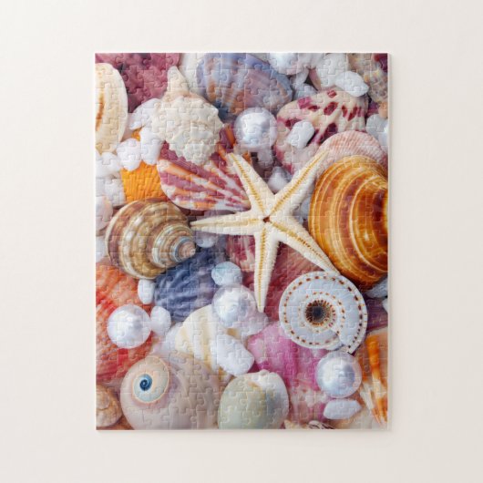 Kleurrijke schelpen op het strand 252-delig legpuz legpuzzel (Verticaal)