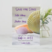 Kleurrijke schelpen save the date (Staand voorkant)