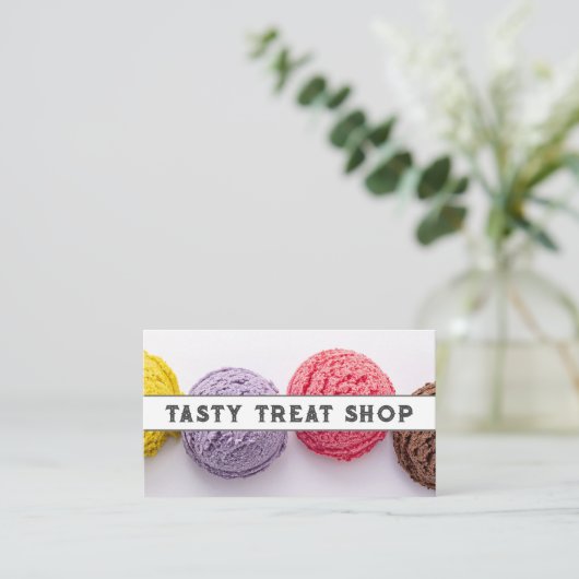 Kleurrijke Scheppen van Ice Cream Visitekaartje (Staand voorkant)