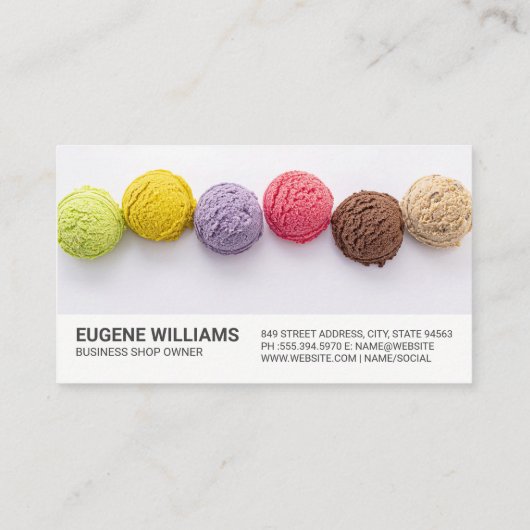 Kleurrijke Scheppen van Ice Cream Visitekaartje (Achterkant)