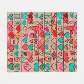 Kleurrijke schets-achtige harten, linten en monogr fleece deken (Voorkant (Horizontaal))