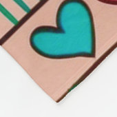 Kleurrijke schets-achtige harten, linten en monogr fleece deken (Hoek)