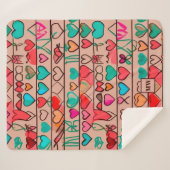 Kleurrijke schets-achtige harten, linten en monogr sherpa deken (Voorkant (horizontaal))