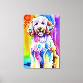 Kleurrijke schets Happy Goldendoodle Hond Canvas Afdruk (Voorkant)