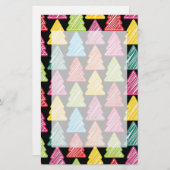 Kleurrijke Schetsmatige Kerstbomen Briefpapier (Voorkant / Achterkant)