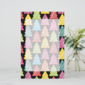 Kleurrijke Schetsmatige Kerstbomen Briefpapier (Staand voorkant)