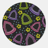 Kleurrijke Schetsmatige Kerstbomen Sticker (Voorkant)