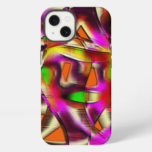 Kleurrijke scheve uitknipsels met roze en gesneden iPhone 13 hoesje