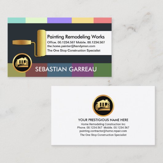 Kleurrijke schilder van verftinten visitekaartje (Voorkant / Achterkant)