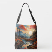 Kleurrijke Schilderachtig herfstlandschapsillustra Crossbody Tas (Achterkant)
