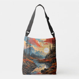 Kleurrijke Schilderachtig herfstlandschapsillustra Crossbody Tas