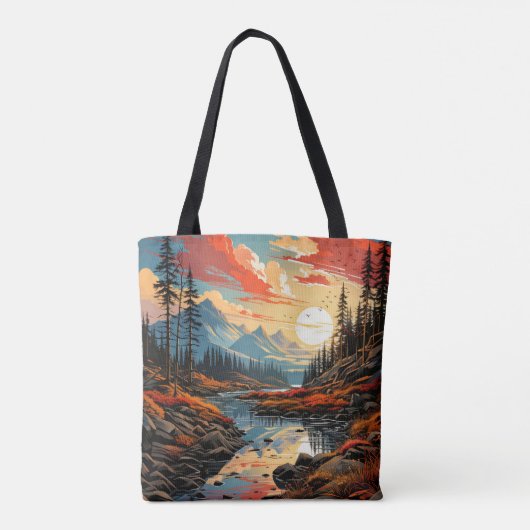 Kleurrijke Schilderachtig herfstlandschapsillustra Tote Bag (Achterkant)