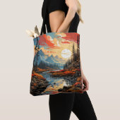Kleurrijke Schilderachtig herfstlandschapsillustra Tote Bag (Dichtbij)