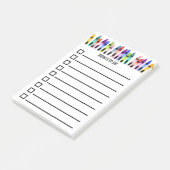 Kleurrijke Schilderachtige Kleurpotloden Takenlijs Post-it® Notes (Schuin)