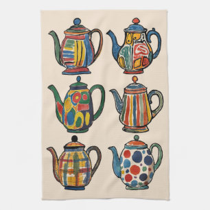 Kleurrijke Schilderachtige Theepot Handdoek
