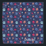 Kleurrijke schilderafdrukken op Navy Blue Canvas Bandana<br><div class="desc">Donkere pootafdrukken in verschillende kleuren,  ingesteld op een blauw marineklein. Je huisdier zal er goed uitzien om dit ontwerp te sporteren!</div>