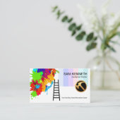 Kleurrijke schilderende wandhandbediende visitekaartje (Staand voorkant)